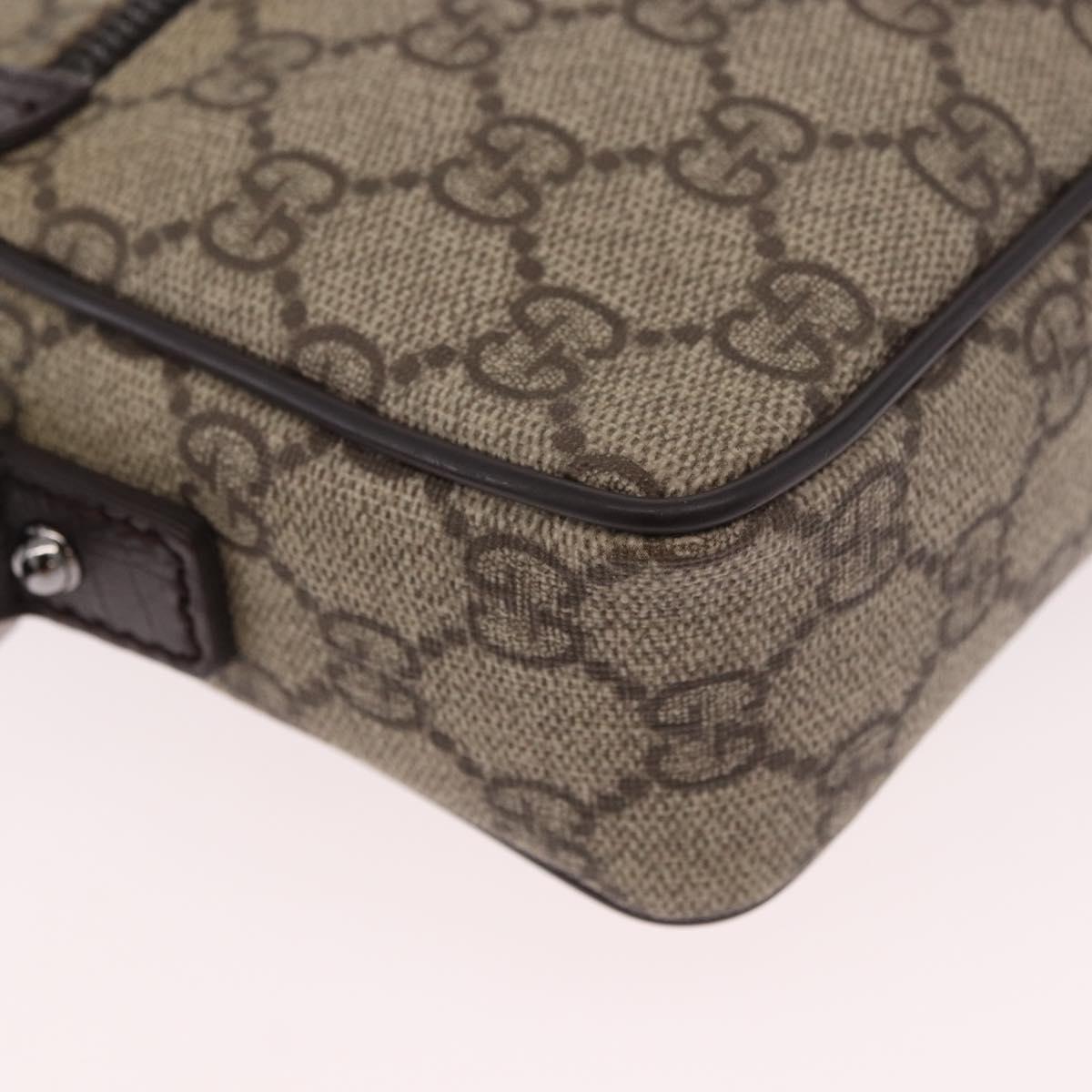 GUCCI GG Supreme Shoulder Bag PVC Beige Silver 162910 Auth 187994V