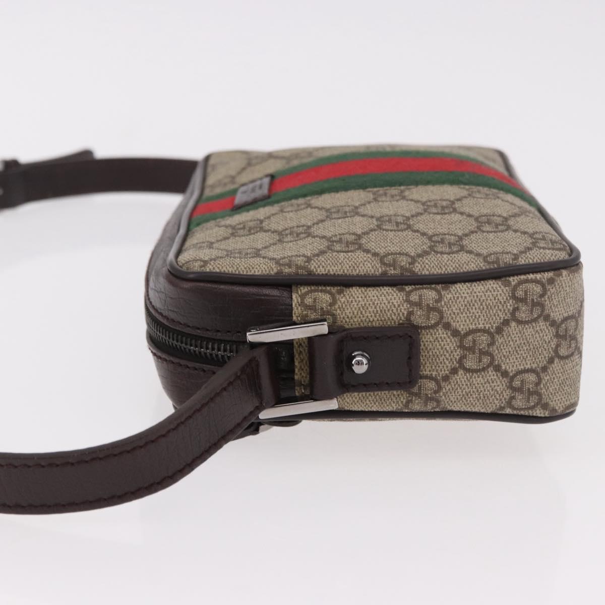 GUCCI GG Supreme Shoulder Bag PVC Beige Silver 162910 Auth 187994V