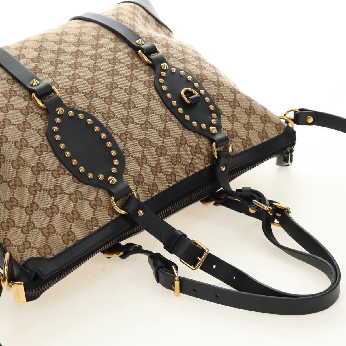 GUCCI GG Canvas Tote Bag 2way Beige Gold 296875 Auth 187995V