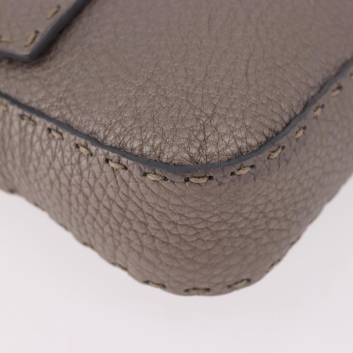 FENDI Celeria Mamma Baguette Shoulder Bag Leather Gray 8BR101 Auth 187996SAM