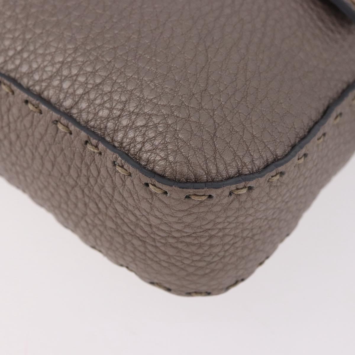 FENDI Celeria Mamma Baguette Shoulder Bag Leather Gray 8BR101 Auth 187996SAM