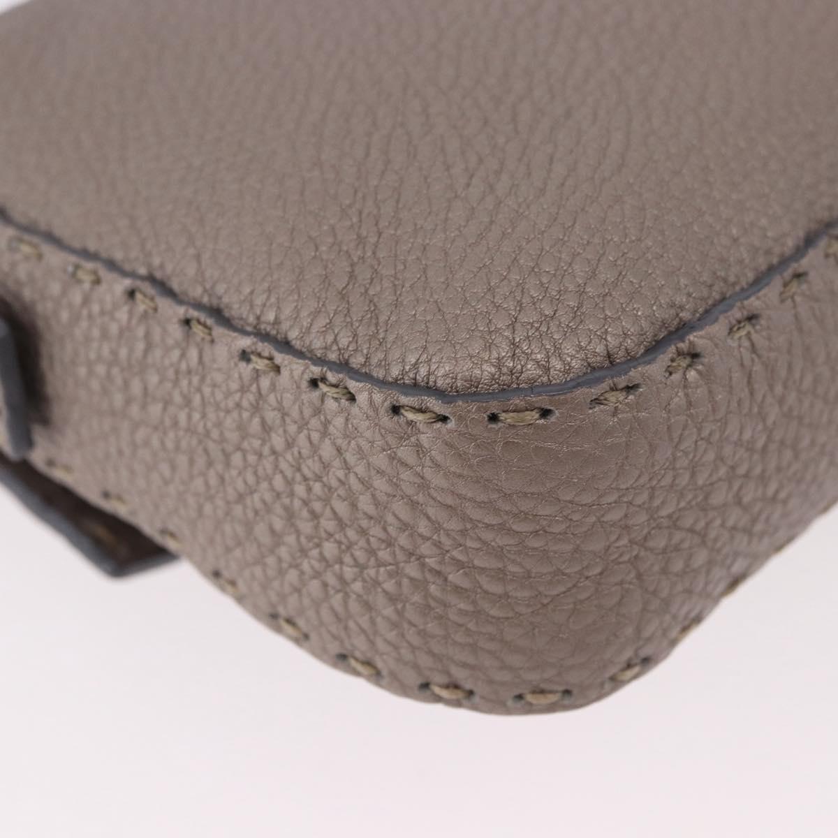 FENDI Celeria Mamma Baguette Shoulder Bag Leather Gray 8BR101 Auth 187996SAM