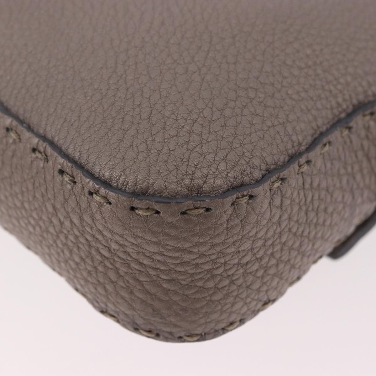 FENDI Celeria Mamma Baguette Shoulder Bag Leather Gray 8BR101 Auth 187996SAM