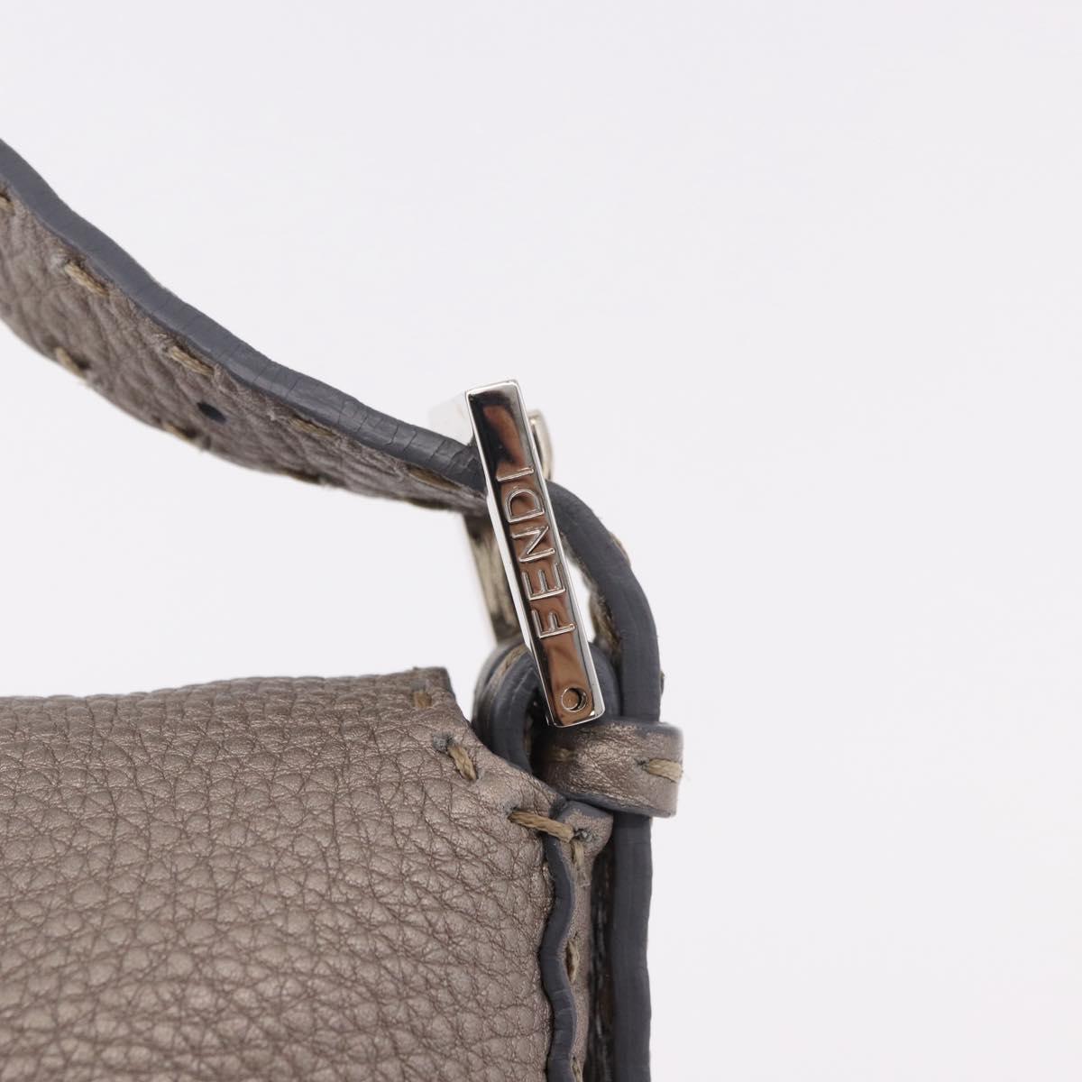 FENDI Celeria Mamma Baguette Shoulder Bag Leather Gray 8BR101 Auth 187996SAM