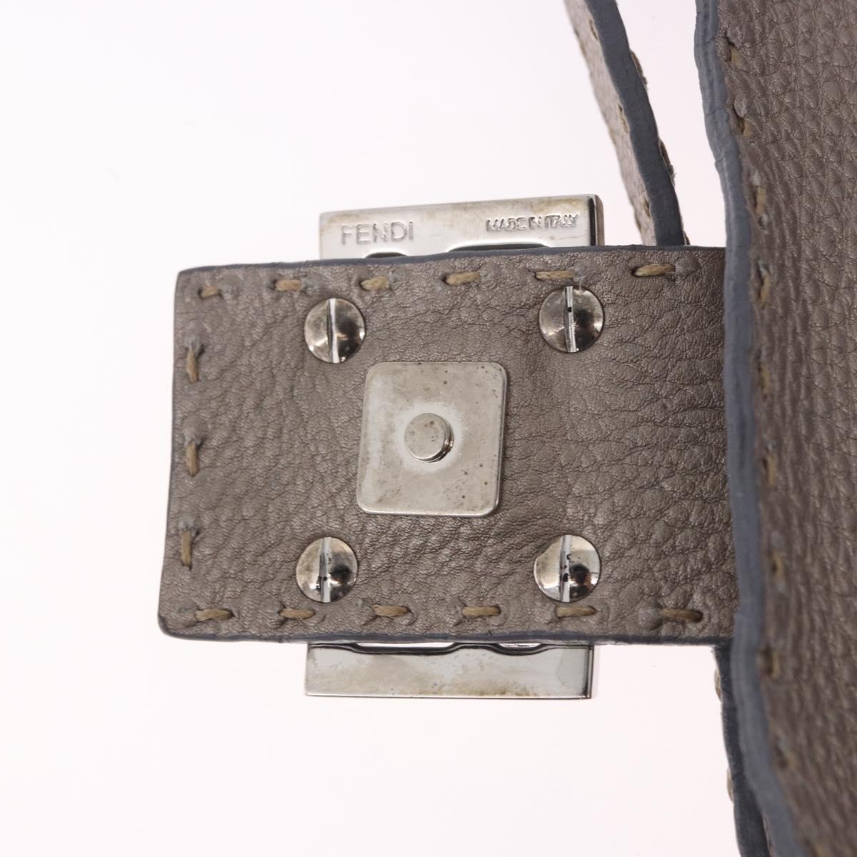 FENDI Celeria Mamma Baguette Shoulder Bag Leather Gray 8BR101 Auth 187996SAM