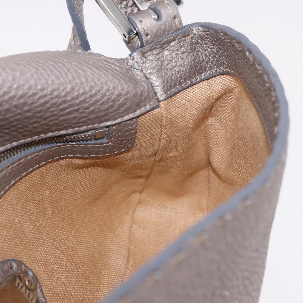 FENDI Celeria Mamma Baguette Shoulder Bag Leather Gray 8BR101 Auth 187996SAM