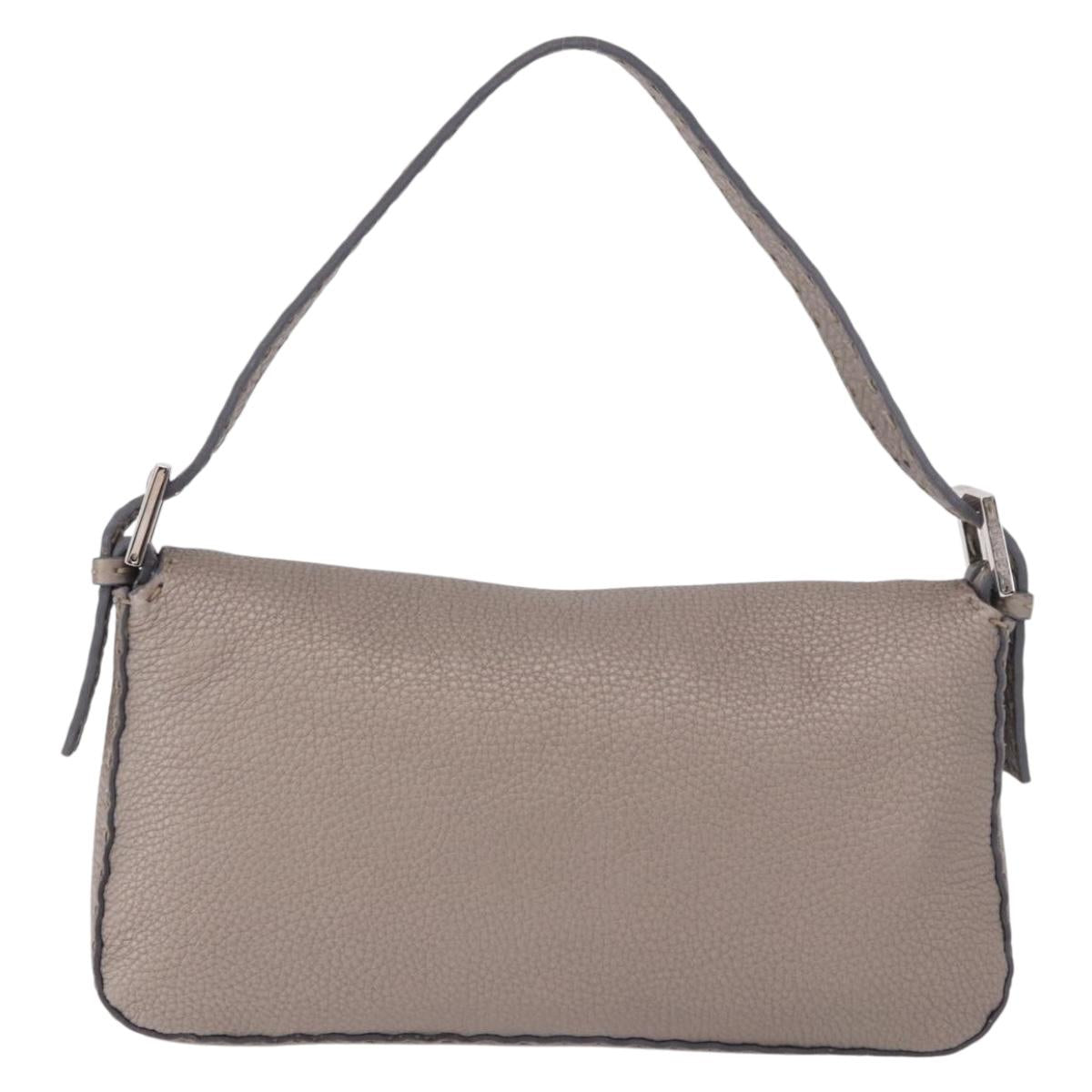 FENDI Celeria Mamma Baguette Shoulder Bag Leather Gray 8BR101 Auth 187996SAM