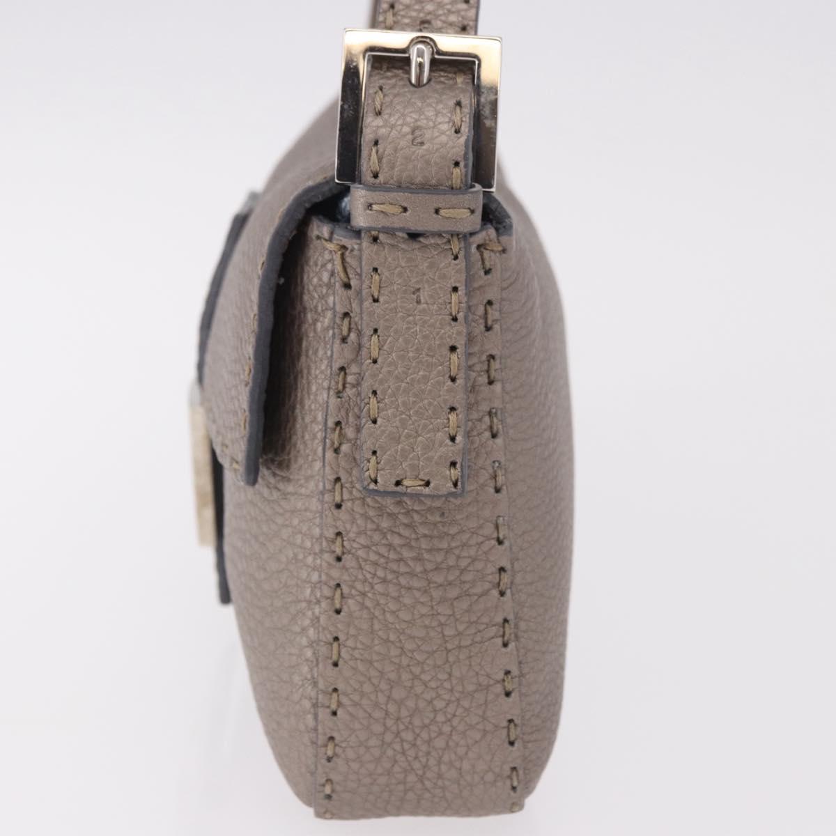 FENDI Celeria Mamma Baguette Shoulder Bag Leather Gray 8BR101 Auth 187996SAM