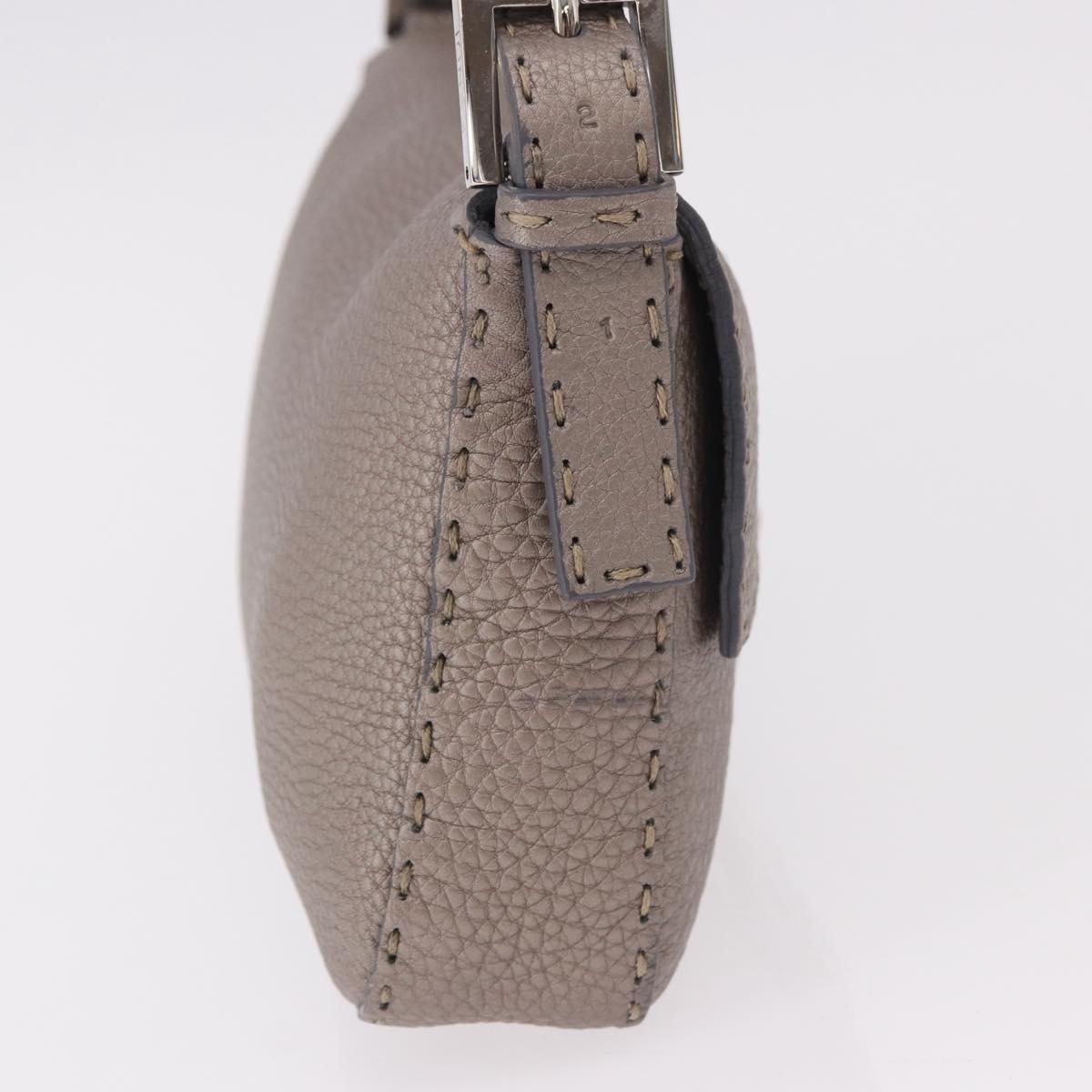 FENDI Celeria Mamma Baguette Shoulder Bag Leather Gray 8BR101 Auth 187996SAM