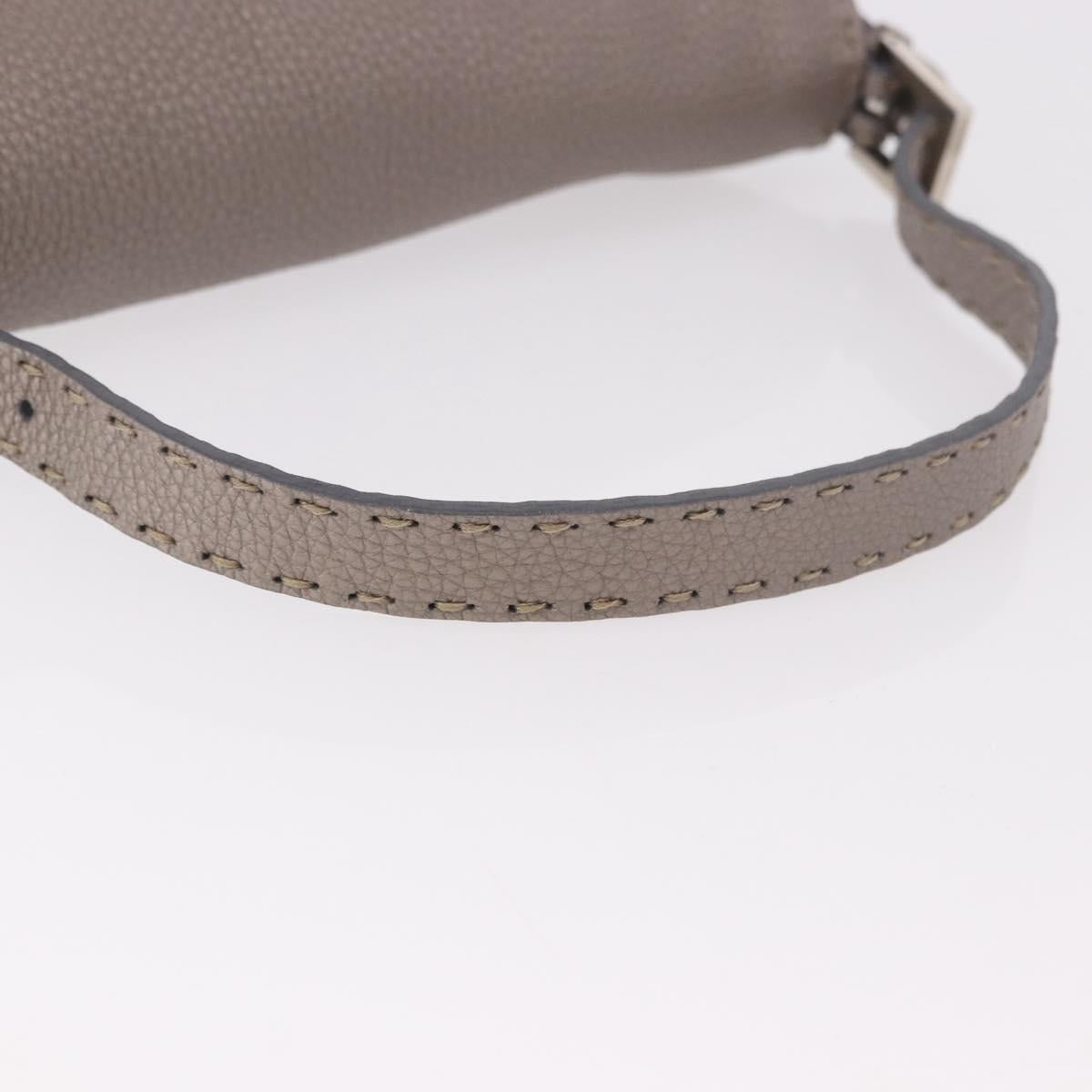 FENDI Celeria Mamma Baguette Shoulder Bag Leather Gray 8BR101 Auth 187996SAM