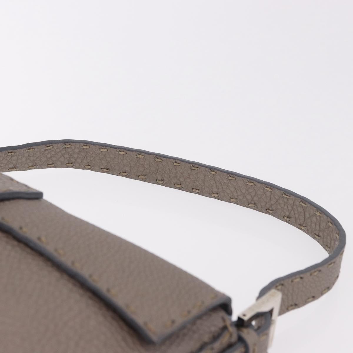 FENDI Celeria Mamma Baguette Shoulder Bag Leather Gray 8BR101 Auth 187996SAM