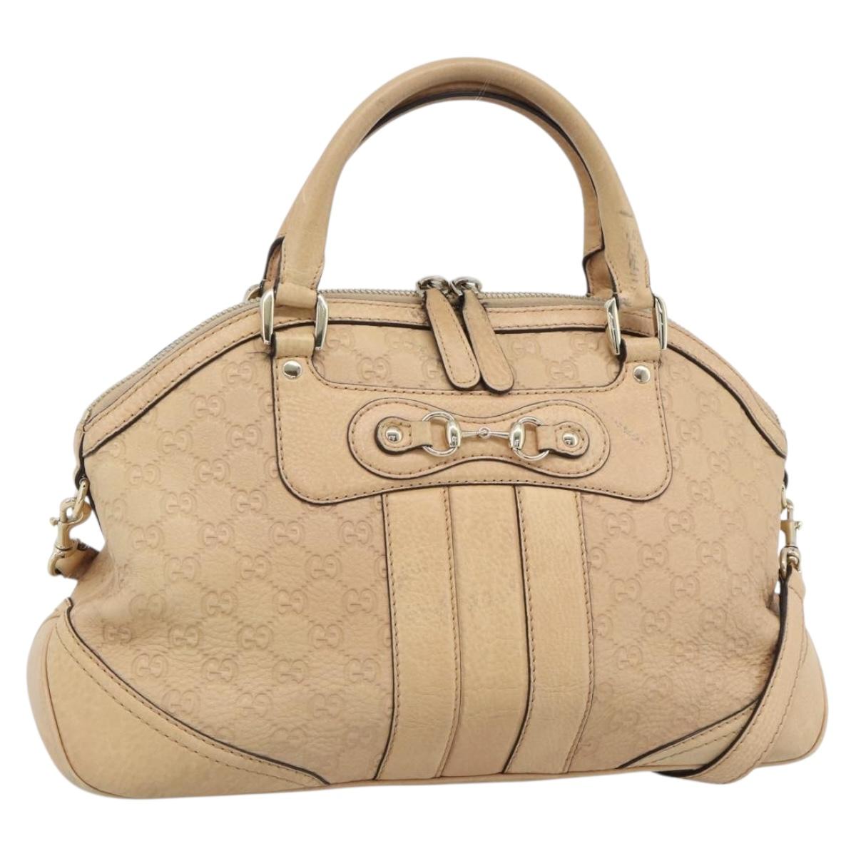 GUCCI Guccisima GG Diamante Horsebit Bag 2way Ivory Gold 247286 Auth 187997A