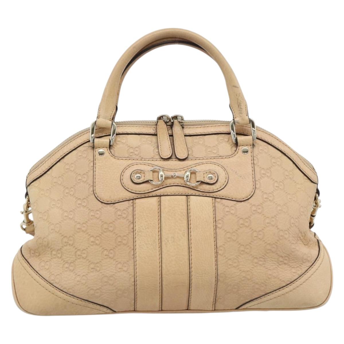 GUCCI Guccisima GG Diamante Horsebit Bag 2way Ivory Gold 247286 Auth 187997A