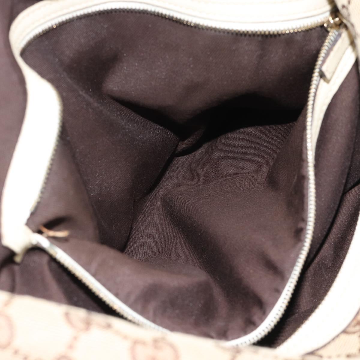GUCCI GG Canvas Horsebit Shoulder Bag Beige Gold Auth 187999V
