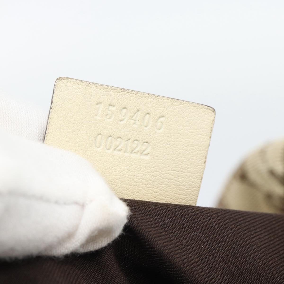GUCCI GG Canvas Horsebit Shoulder Bag Beige Gold Auth 187999V