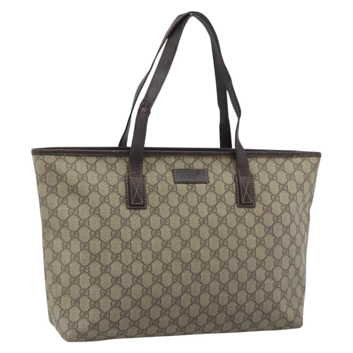 GUCCI GG Supreme Tote Bag PVC Beige 211137 Auth 188000