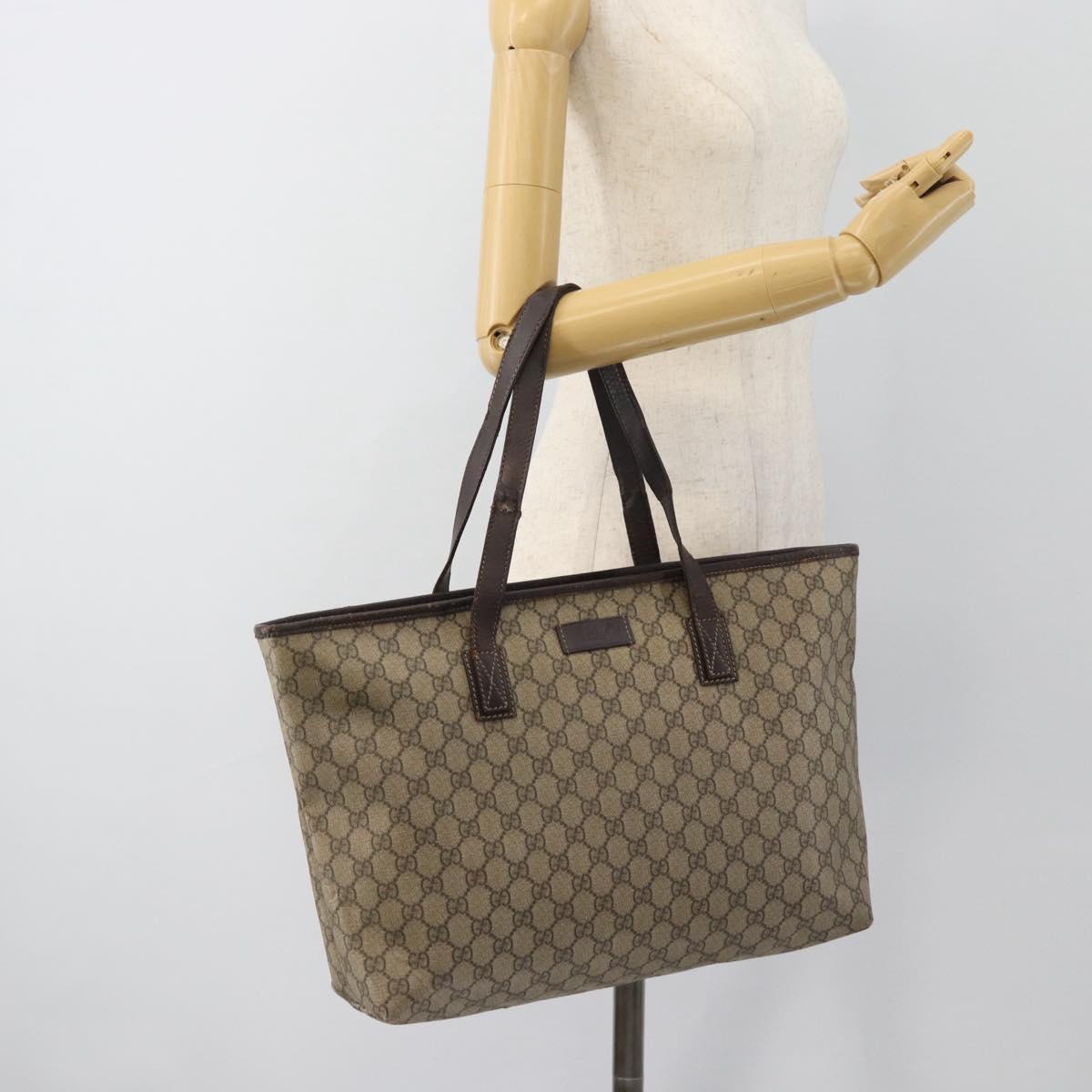 GUCCI GG Supreme Tote Bag PVC Beige 211137 Auth 188000