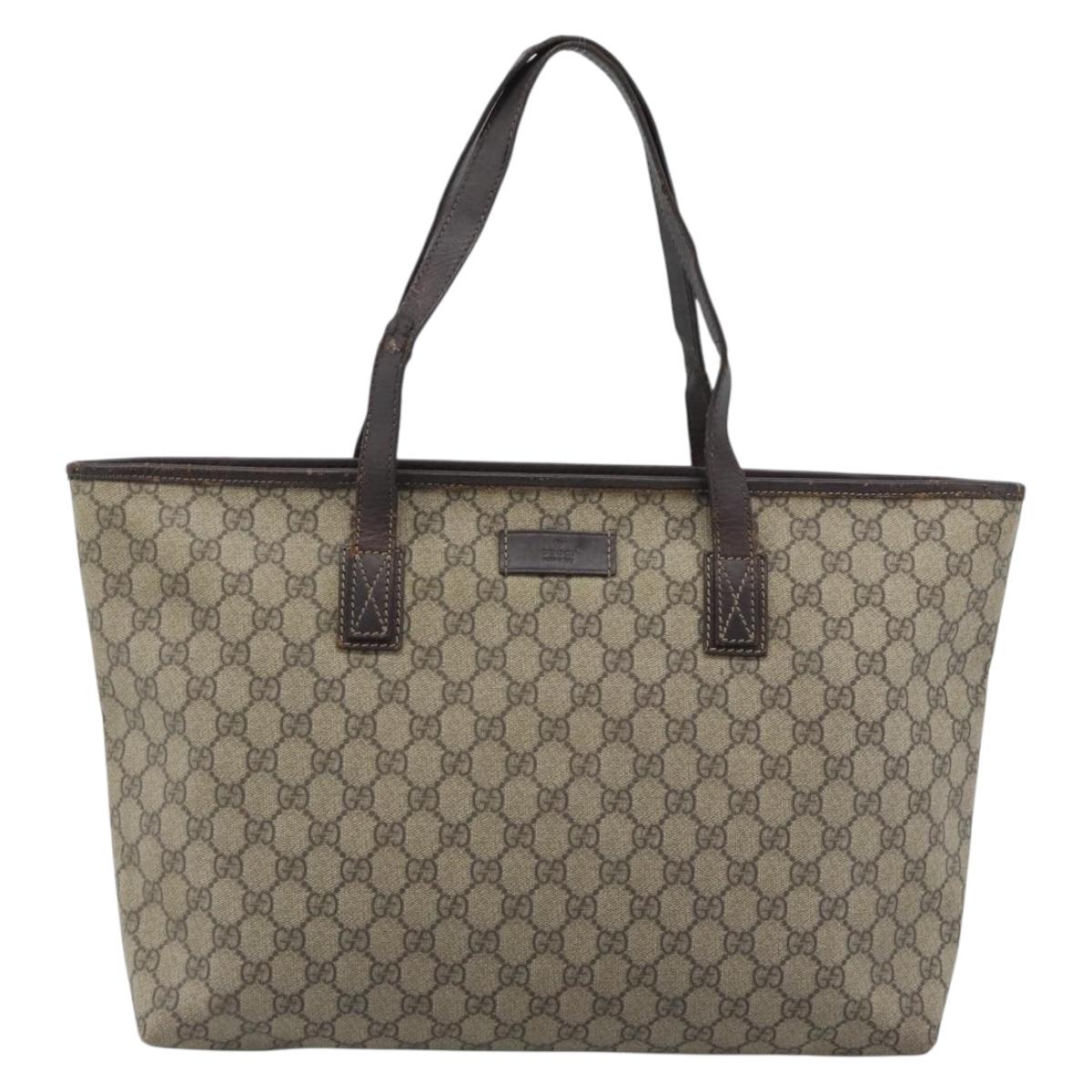 GUCCI GG Supreme Tote Bag PVC Beige 211137 Auth 188000