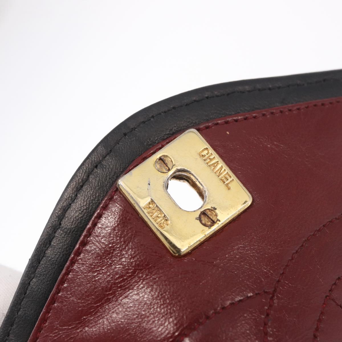 CHANEL Matelasse Chain Shoulder Bag Lamb Skin Black Gold CC Auth 188003A