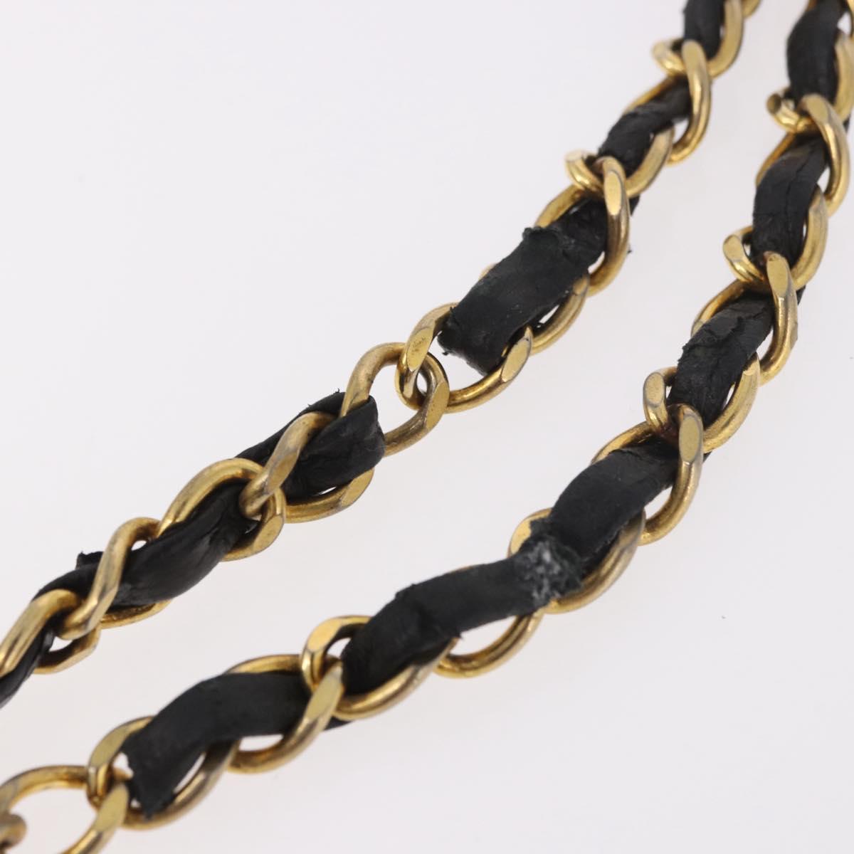 CHANEL Matelasse Chain Shoulder Bag Lamb Skin Black Gold CC Auth 188003A