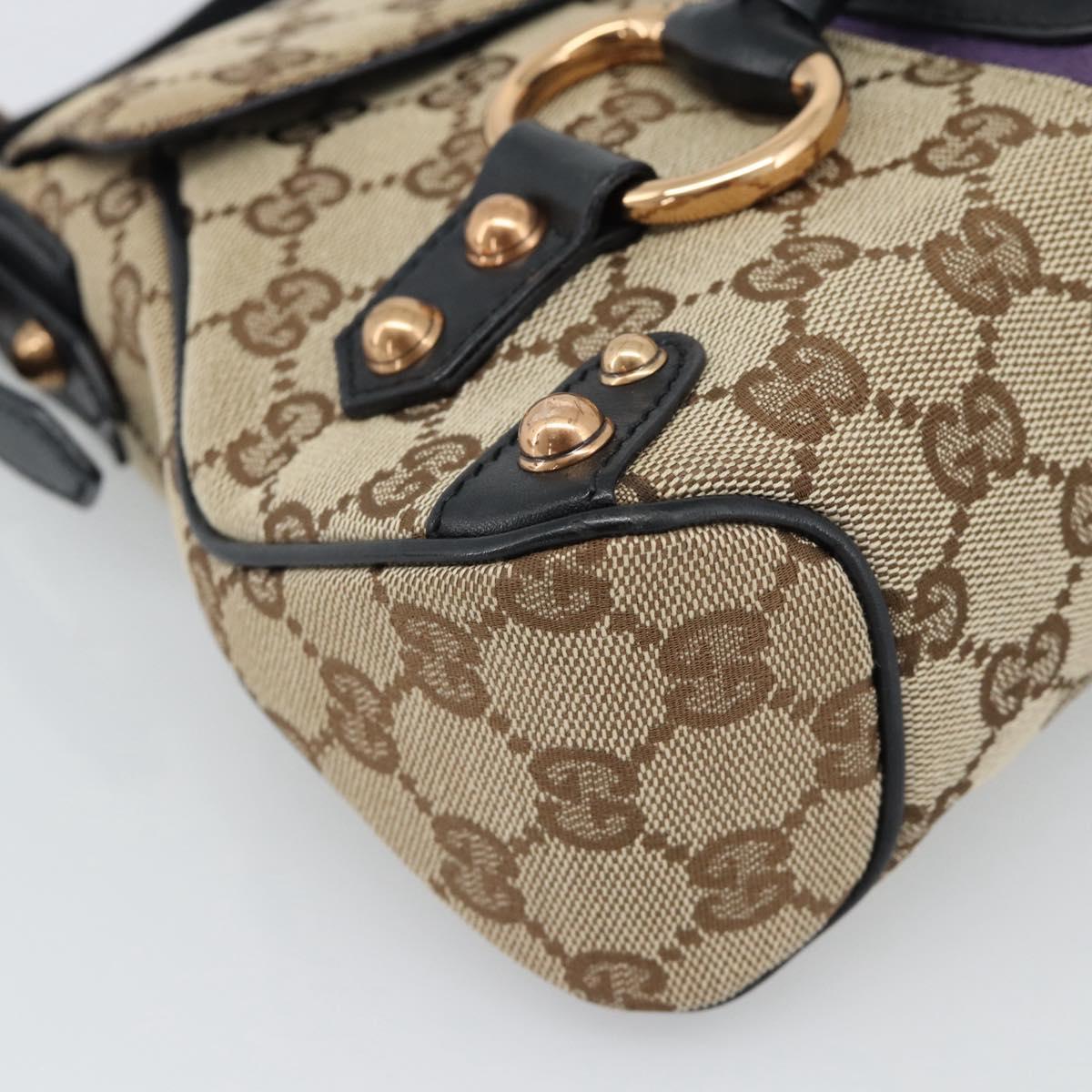 GUCCI GG Canvas Horsebit Shoulder Bag Beige 129699 Auth 188006V