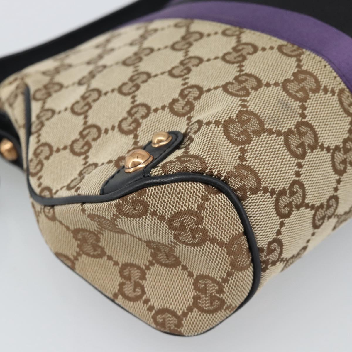 GUCCI GG Canvas Horsebit Shoulder Bag Beige 129699 Auth 188006V