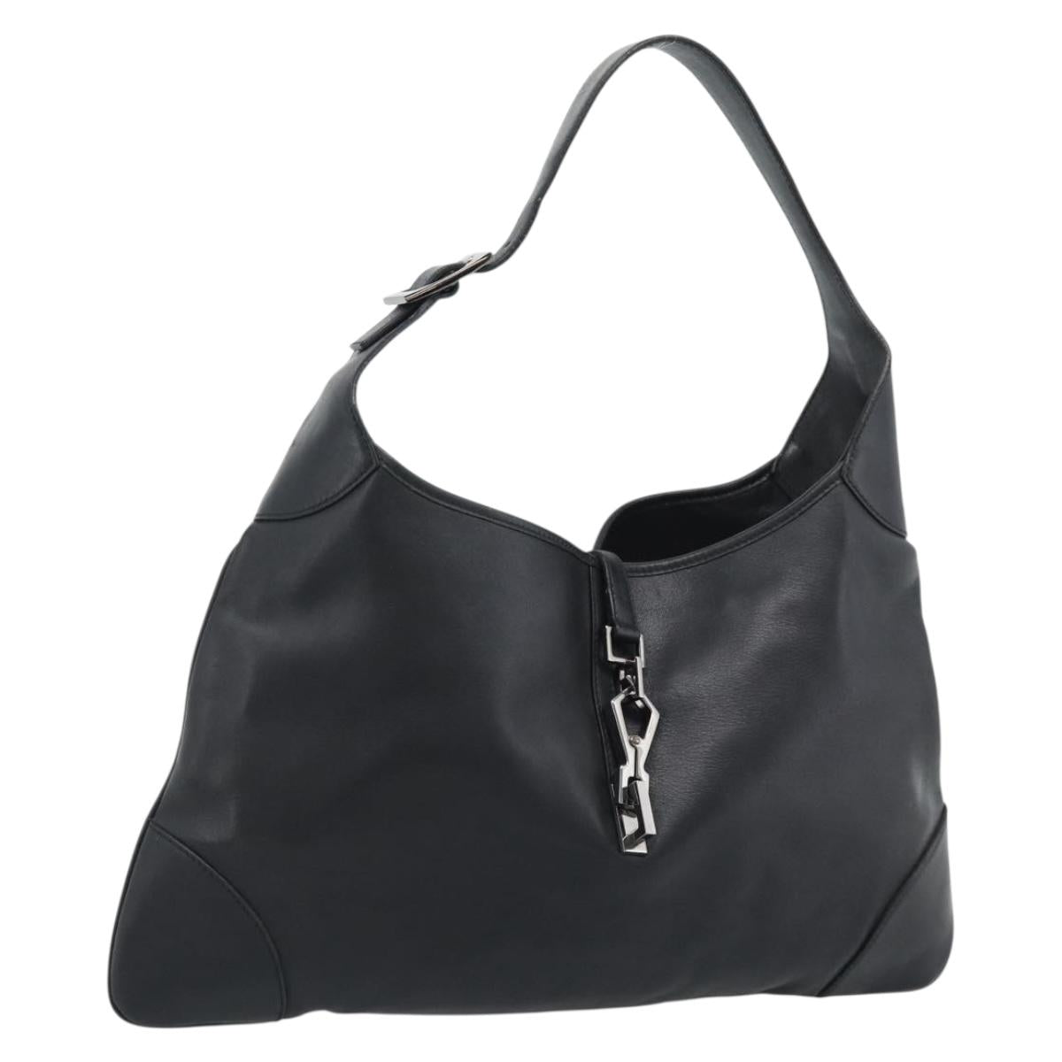 GUCCI Jackie Shoulder Bag Leather Black Auth 188007V