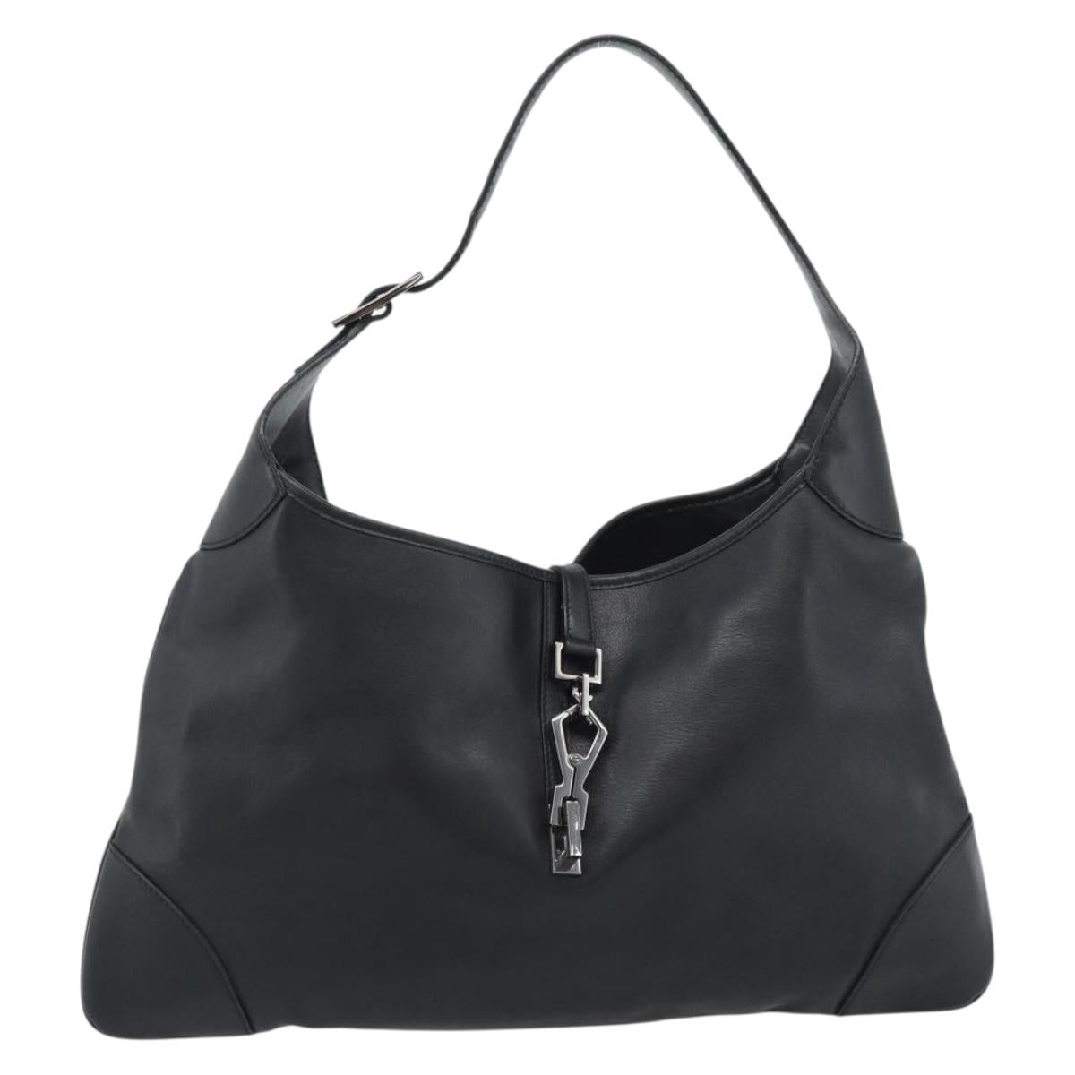 GUCCI Jackie Shoulder Bag Leather Black Auth 188007V