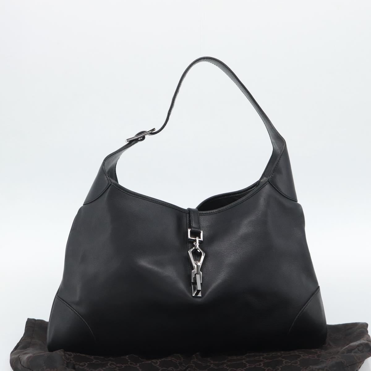 GUCCI Jackie Shoulder Bag Leather Black Auth 188007V