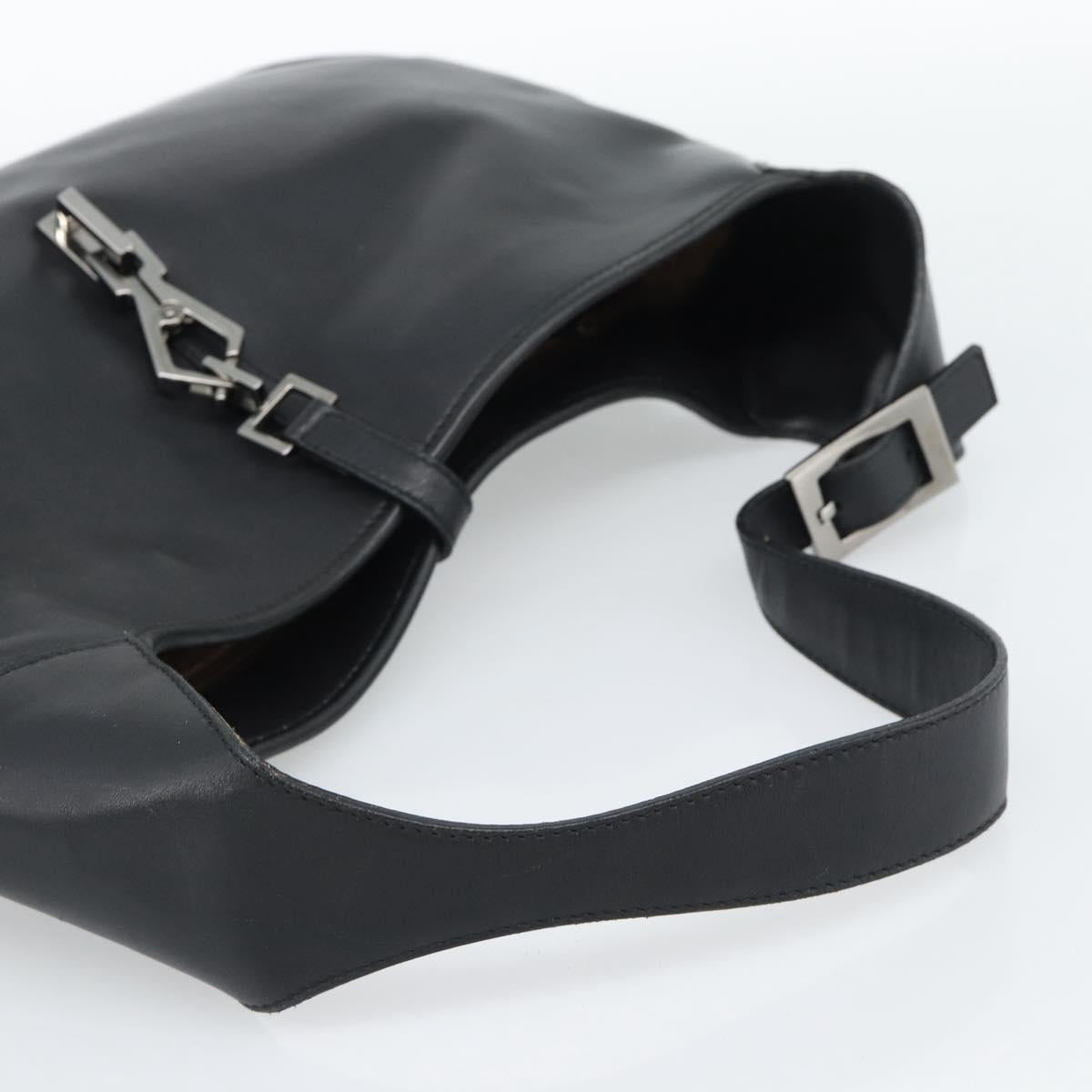 GUCCI Jackie Shoulder Bag Leather Black Auth 188007V