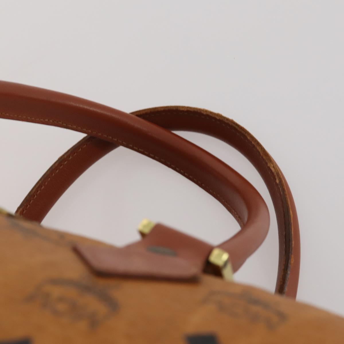 MCM Vicetos Boston Bag Leather Brown Gold Auth 188009