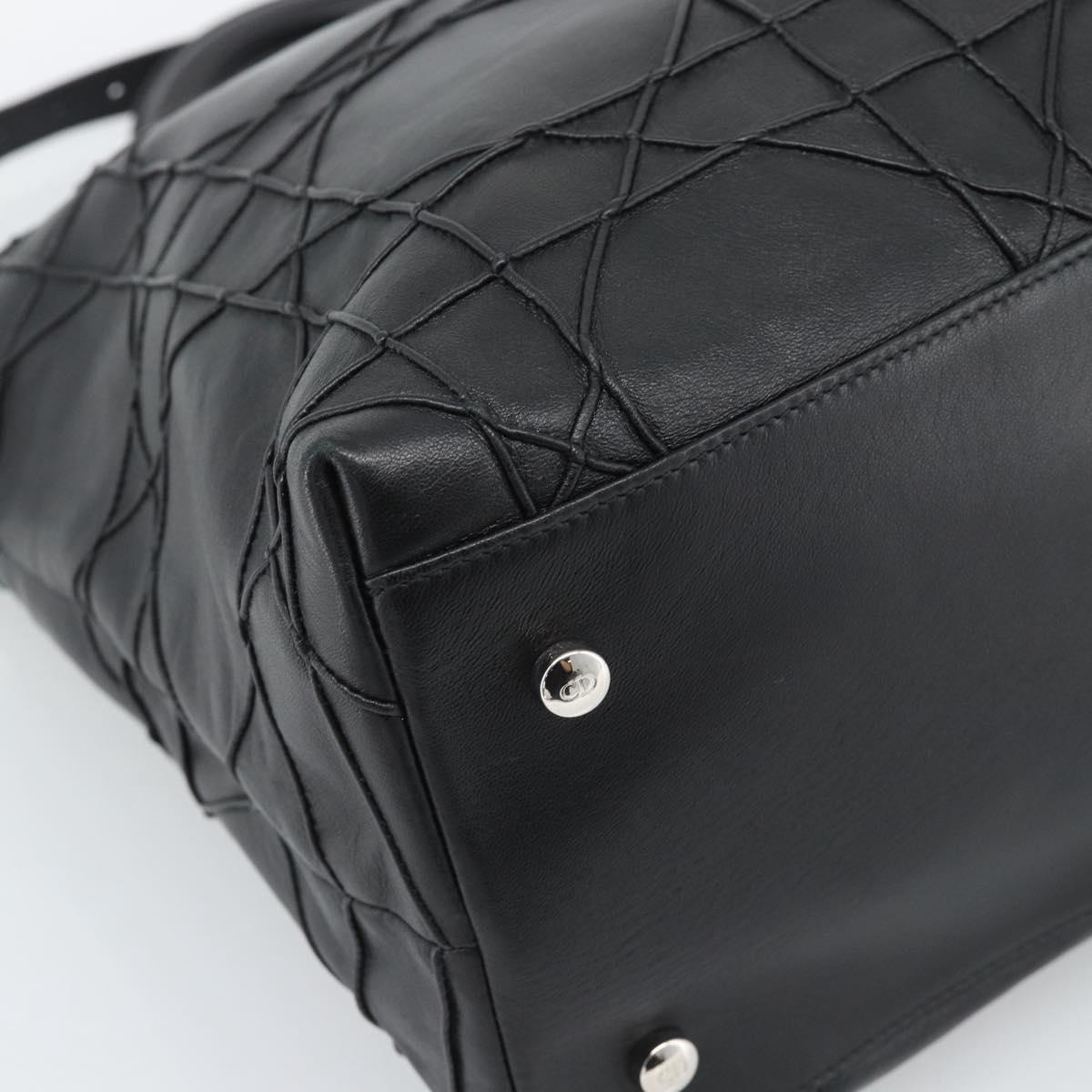 Christian Dior Canage Granville Hand Bag Leather 2way Black Silver Auth 188010V
