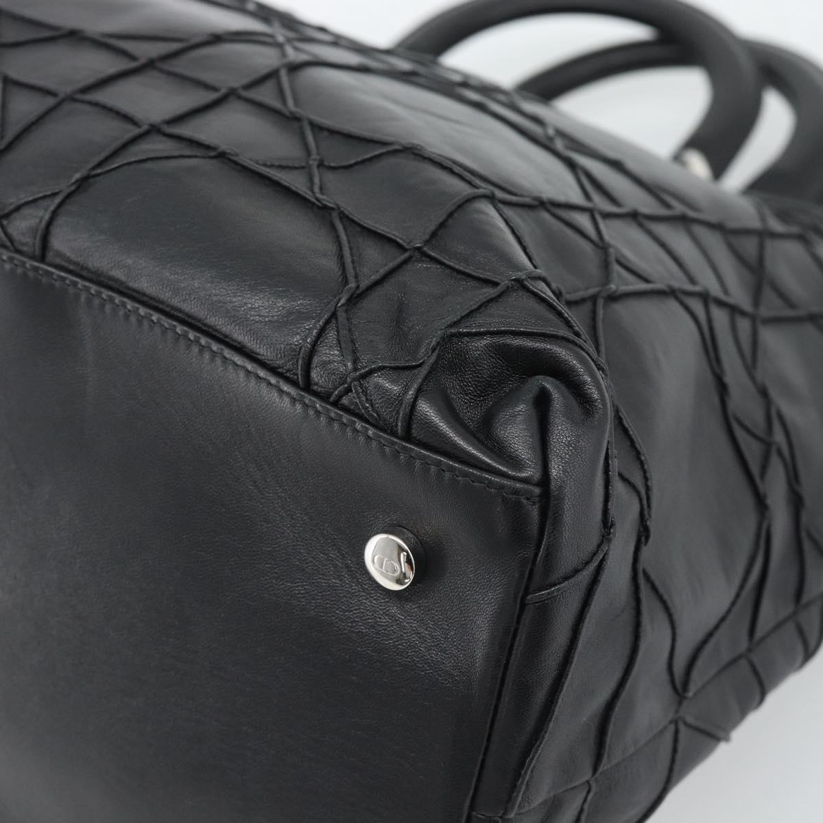 Christian Dior Canage Granville Hand Bag Leather 2way Black Silver Auth 188010V