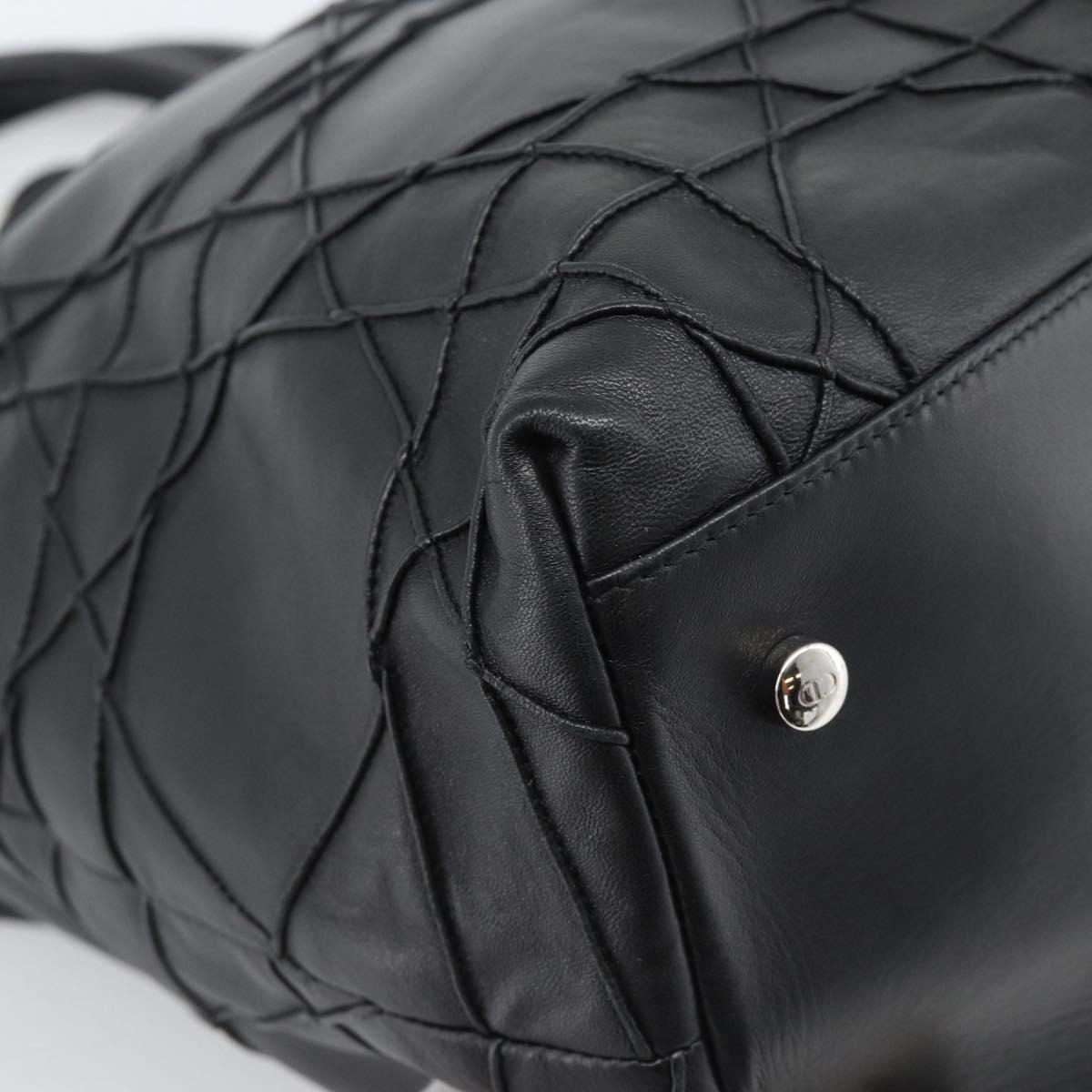 Christian Dior Canage Granville Hand Bag Leather 2way Black Silver Auth 188010V