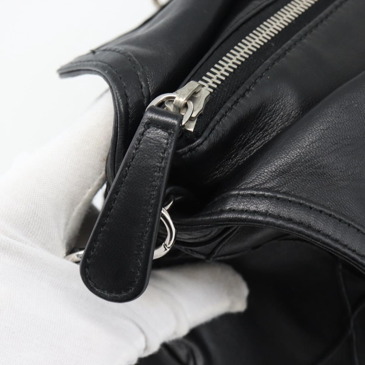 Christian Dior Canage Granville Hand Bag Leather 2way Black Silver Auth 188010V