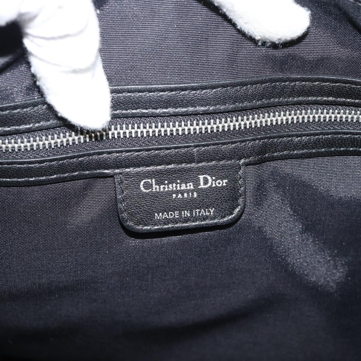 Christian Dior Canage Granville Hand Bag Leather 2way Black Silver Auth 188010V