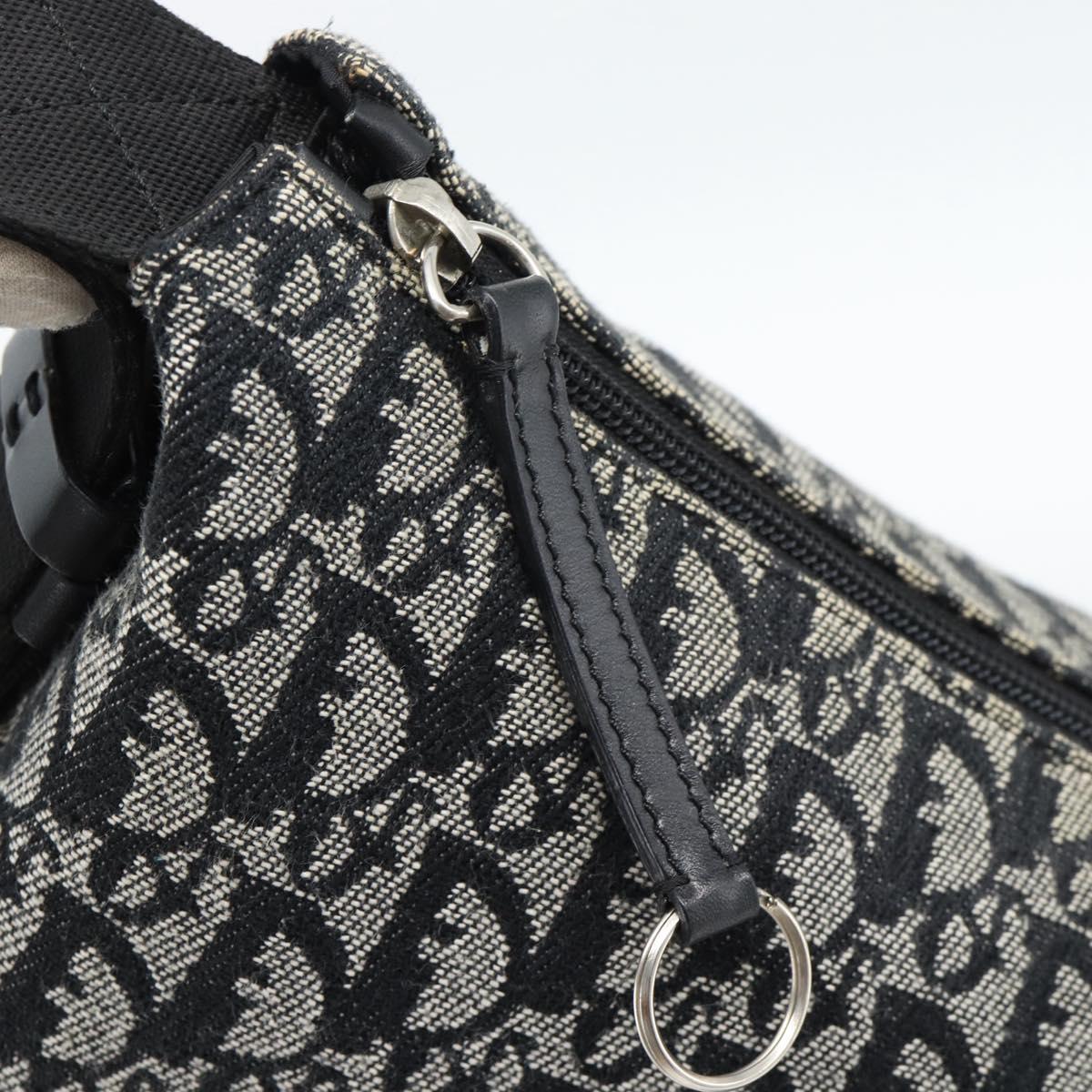 Christian Dior Trotter Shoulder Bag Canvas Black Silver Auth 188011V