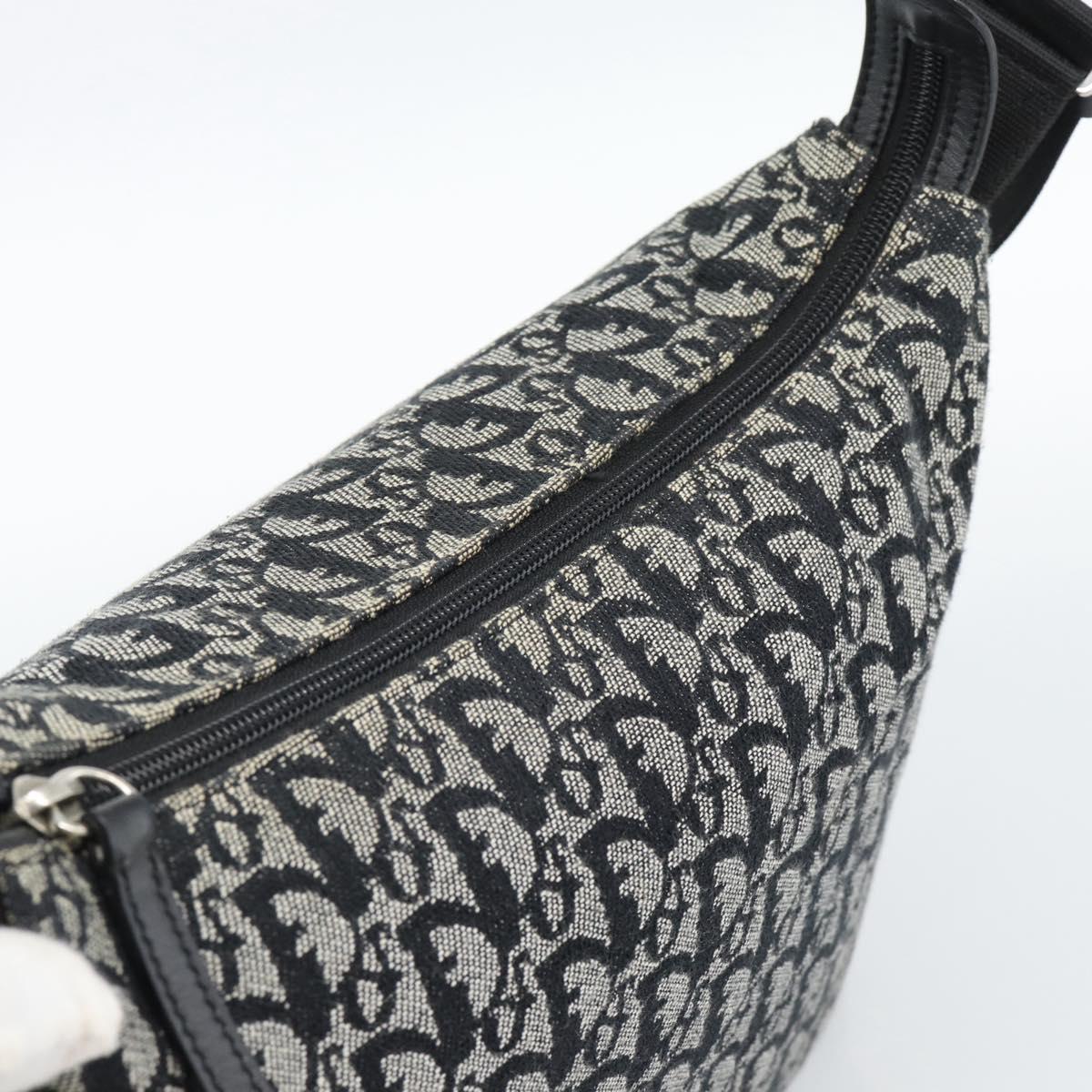 Christian Dior Trotter Shoulder Bag Canvas Black Silver Auth 188011V