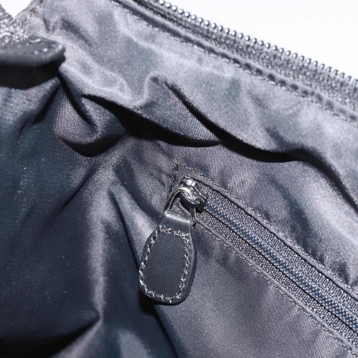 Christian Dior Trotter Shoulder Bag Canvas Black Silver Auth 188011V