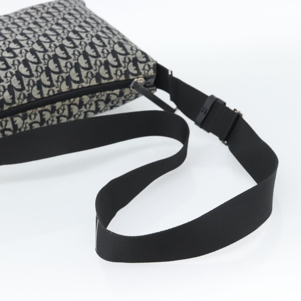 Christian Dior Trotter Shoulder Bag Canvas Black Silver Auth 188011V