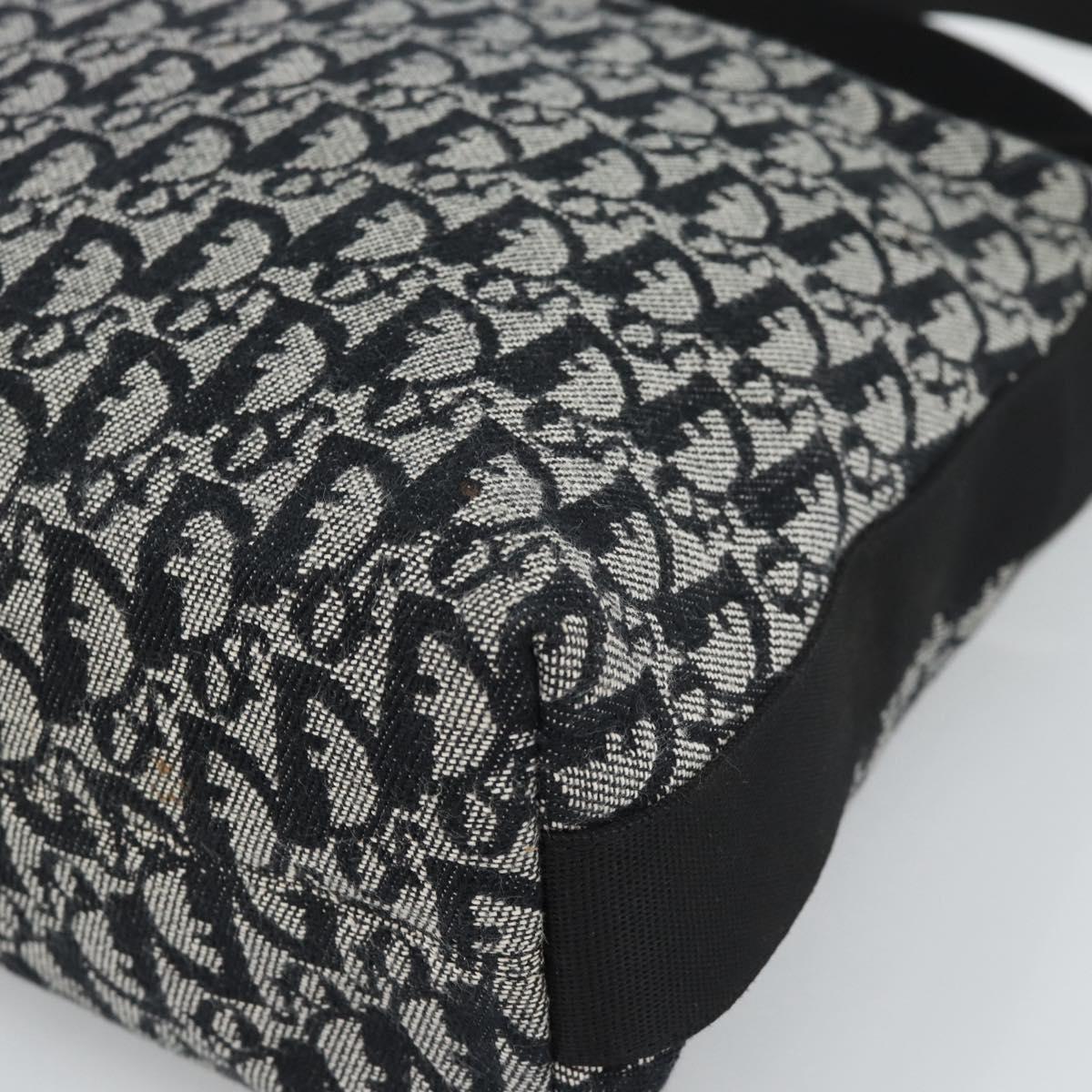 Christian Dior Trotter Shoulder Bag Canvas Black Silver Auth 188011V