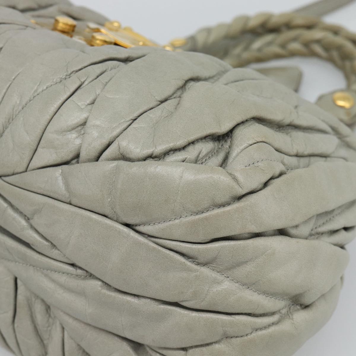Miu Miu Matelasse Hand Bag Leather 2way Gray Gold Auth 188012V