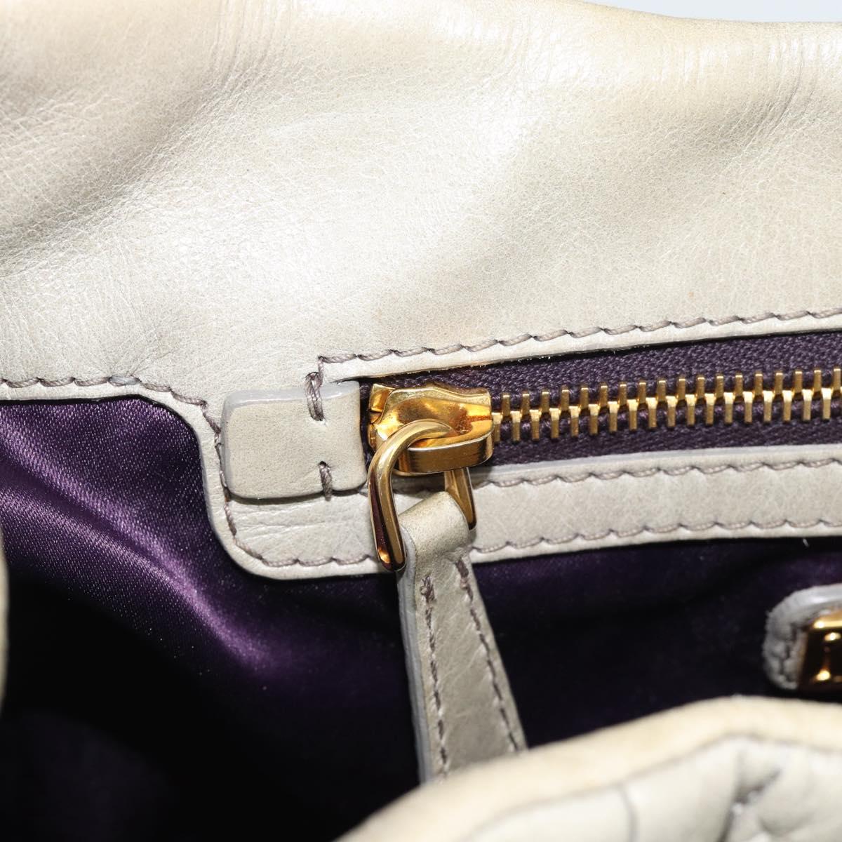 Miu Miu Matelasse Hand Bag Leather 2way Gray Gold Auth 188012V