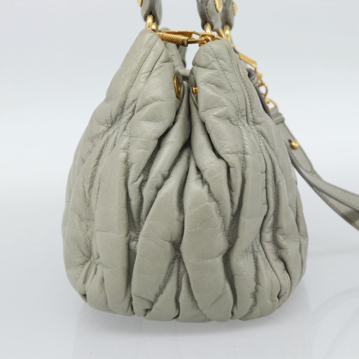 Miu Miu Matelasse Hand Bag Leather 2way Gray Gold Auth 188012V