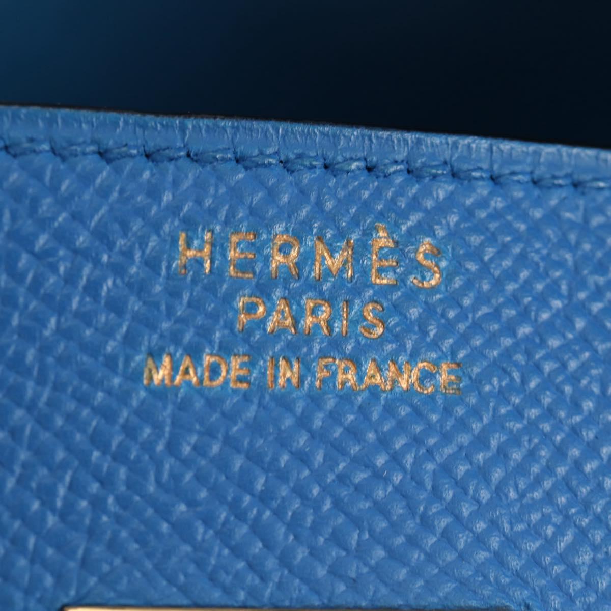 HERMES Birkin 35 Hand Bag Leather Blue Gold Auth 188015SM