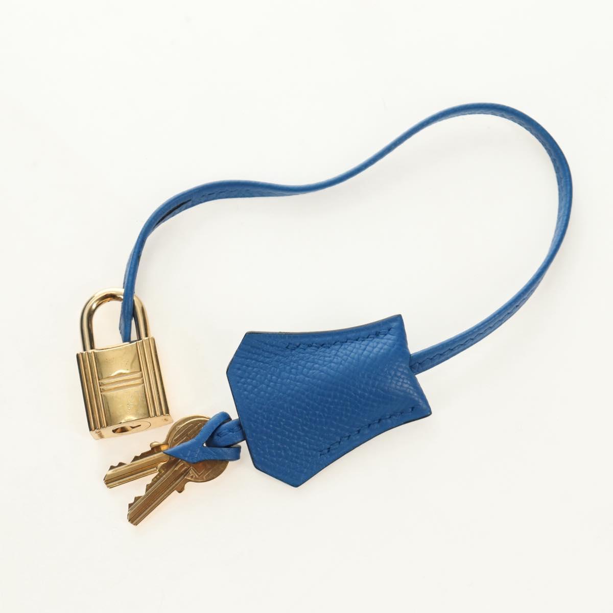 HERMES Birkin 35 Hand Bag Leather Blue Gold Auth 188015SM