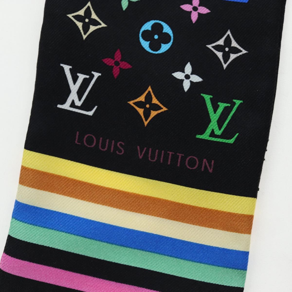 LOUIS VUITTON Monogram Multicolor Bando Scarf Silk Black LV Auth 188016V