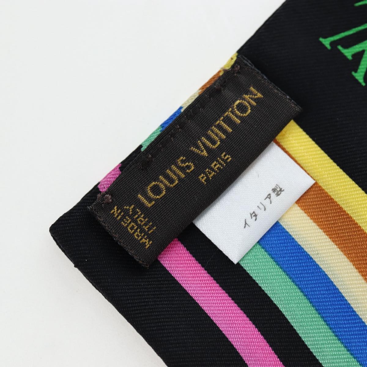 LOUIS VUITTON Monogram Multicolor Bando Scarf Silk Black LV Auth 188016V