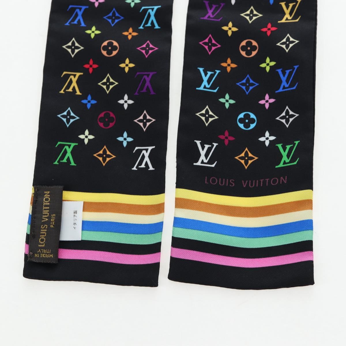 LOUIS VUITTON Monogram Multicolor Bando Scarf Silk Black LV Auth 188016V