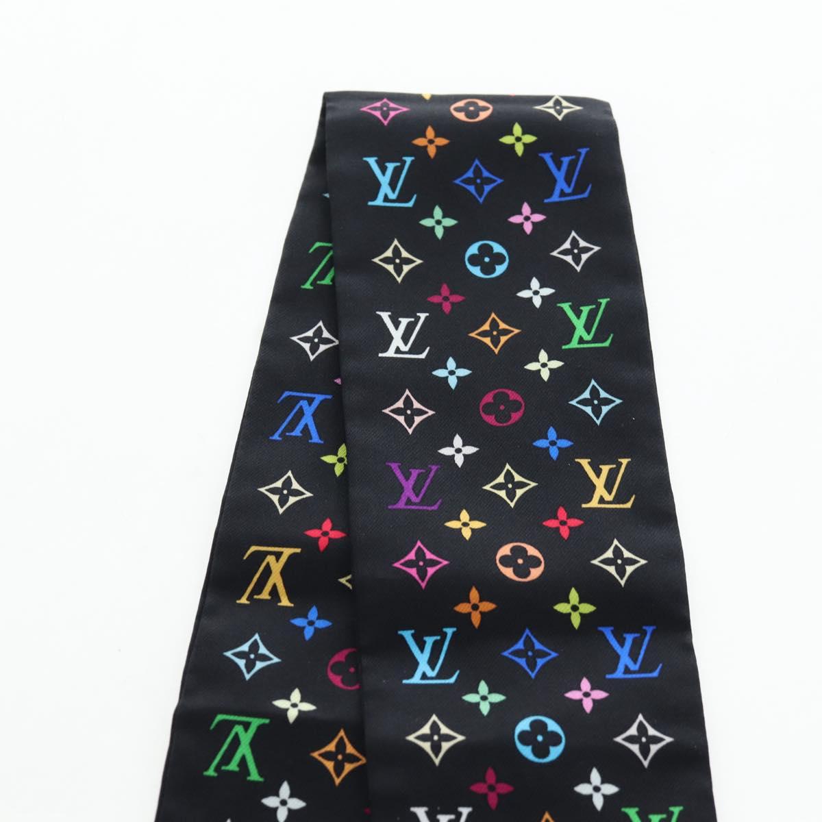 LOUIS VUITTON Monogram Multicolor Bando Scarf Silk Black LV Auth 188016V